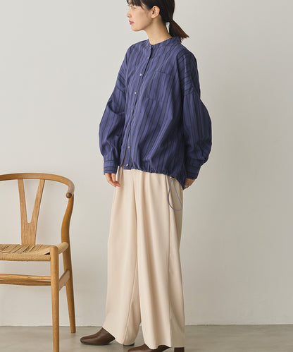 製品洗いブロード裾ドロストワイドシャツ[1325-4106]