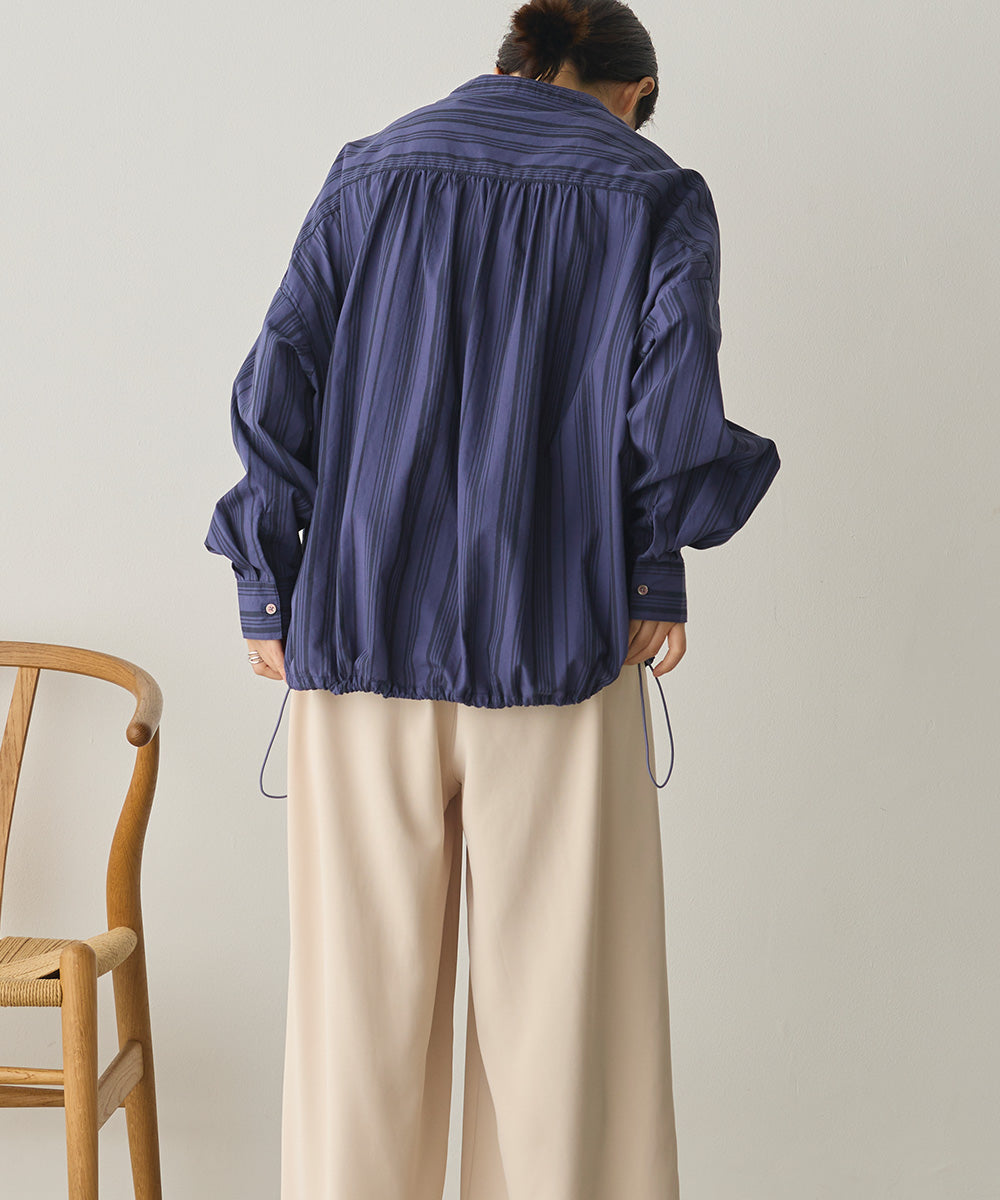 製品洗いブロード裾ドロストワイドシャツ[1325-4106]