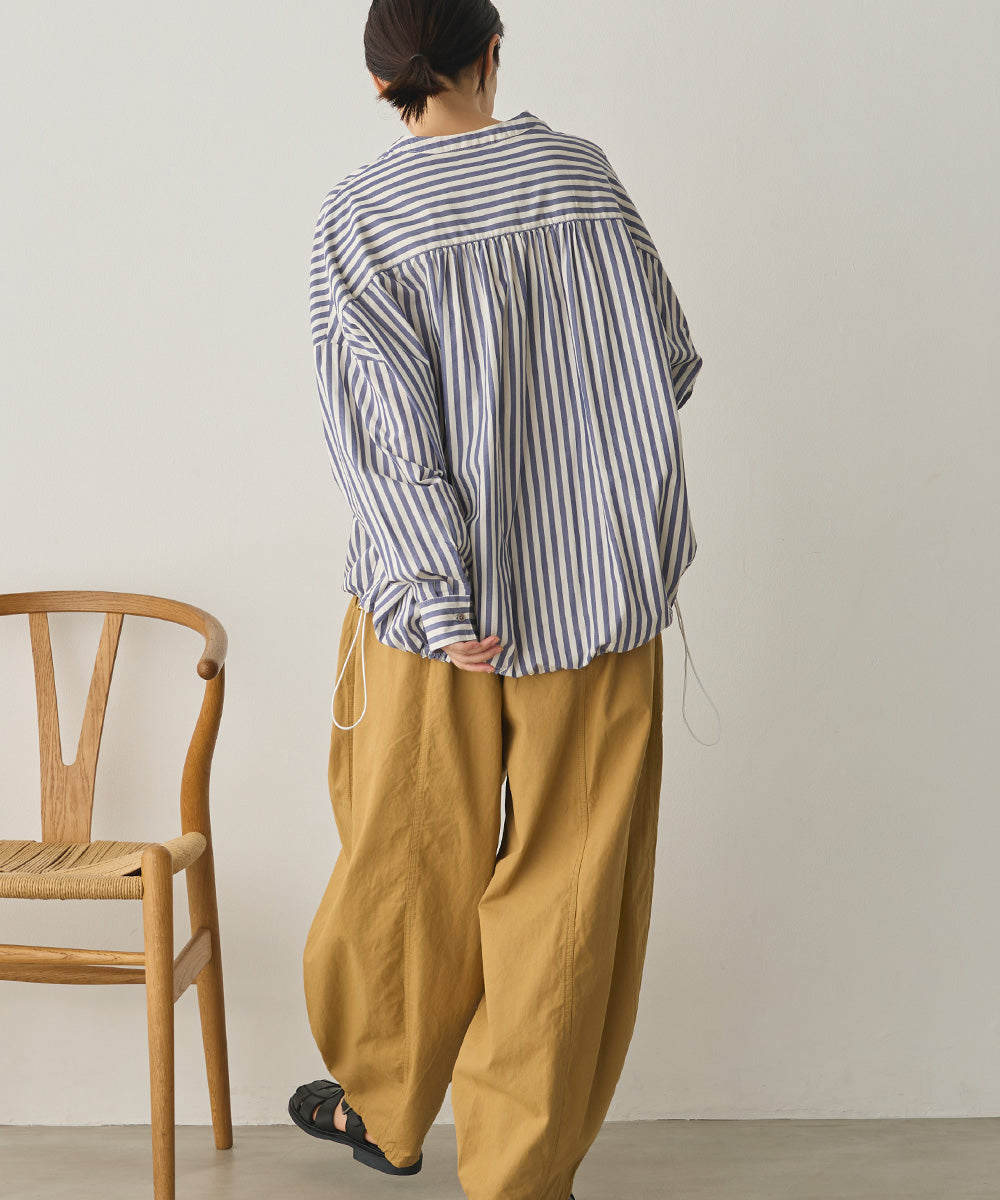 製品洗いブロード裾ドロストワイドシャツ[1325-4106]