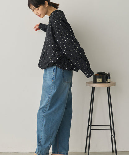 製品洗いブロード裾ドロストワイドシャツ[1325-4106]