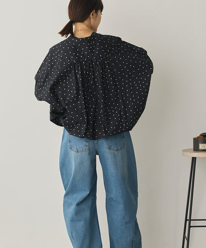 製品洗いブロード裾ドロストワイドシャツ[1325-4106]