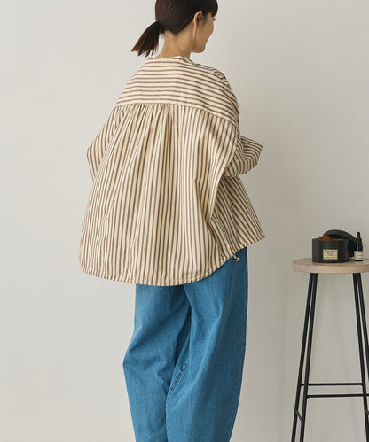 製品洗いブロード裾ドロストワイドシャツ[1325-4106]