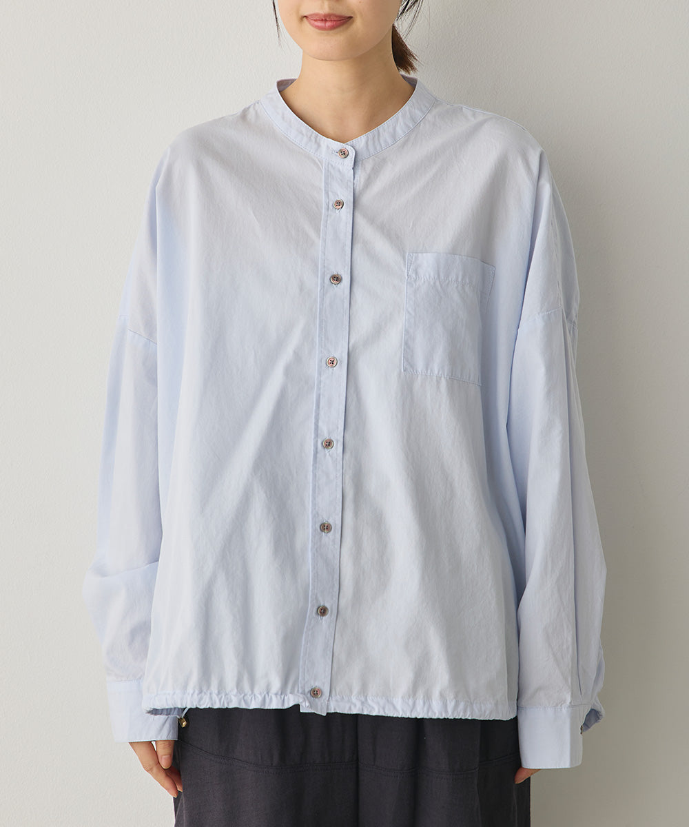 製品洗いブロード裾ドロストワイドシャツ[1325-4106]
