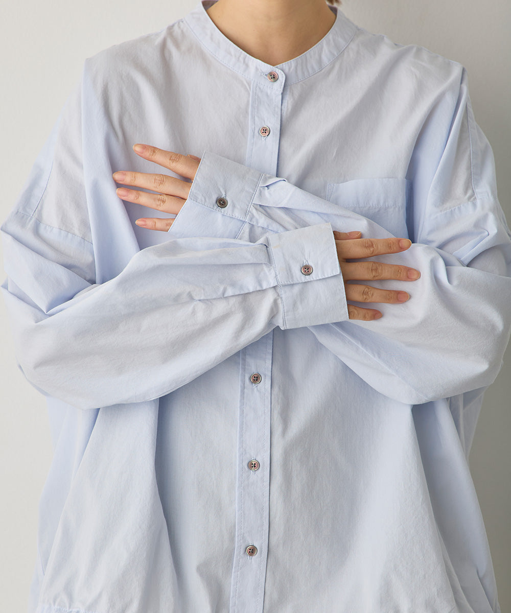 製品洗いブロード裾ドロストワイドシャツ[1325-4106]