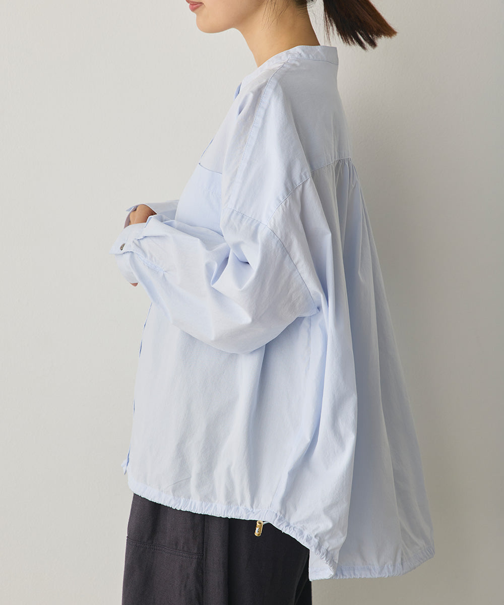 製品洗いブロード裾ドロストワイドシャツ[1325-4106]