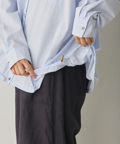 製品洗いブロード裾ドロストワイドシャツ[1325-4106]