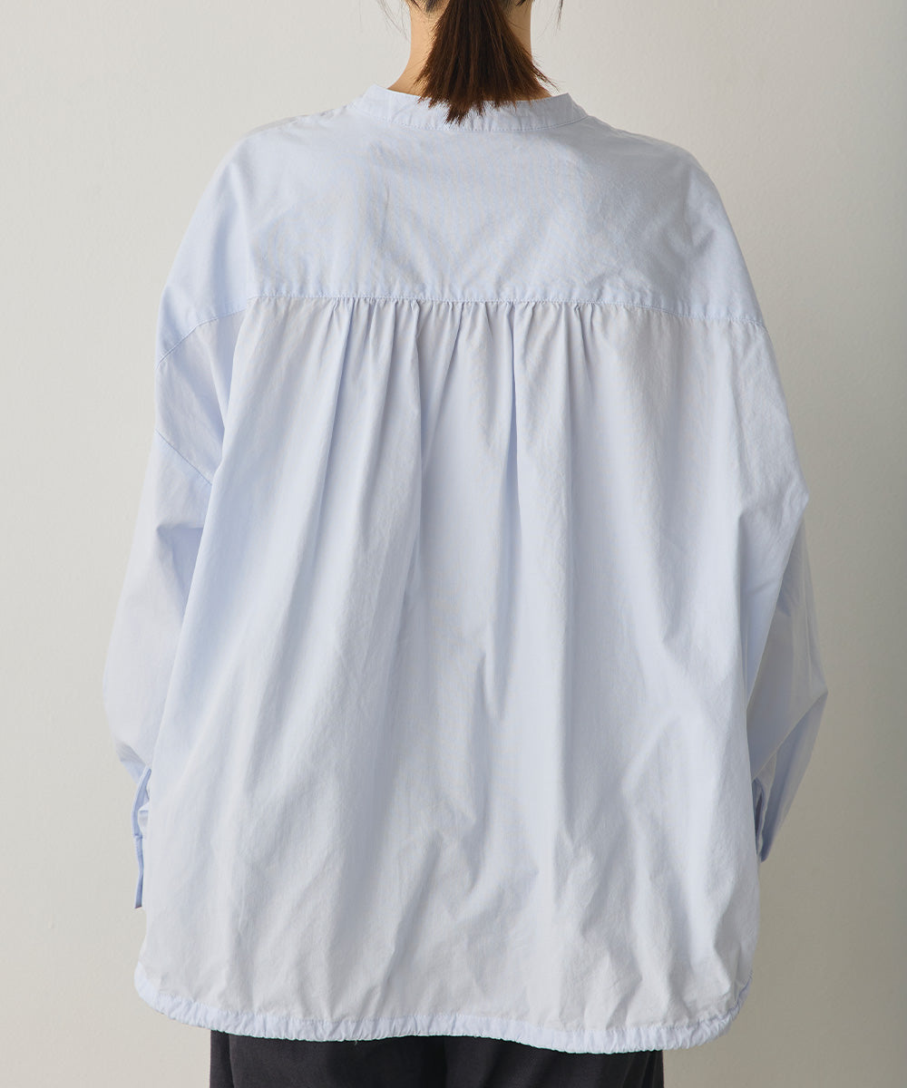 製品洗いブロード裾ドロストワイドシャツ[1325-4106]