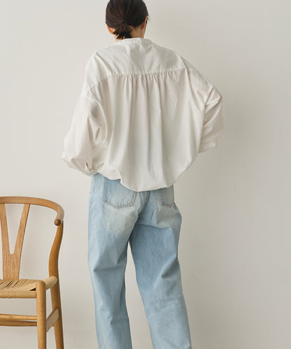 製品洗いブロード裾ドロストワイドシャツ[1325-4106]