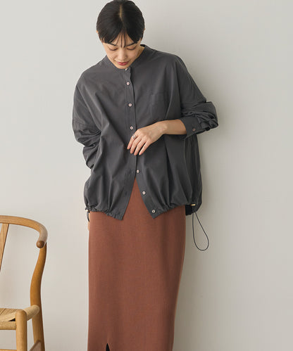 製品洗いブロード裾ドロストワイドシャツ[1325-4106]