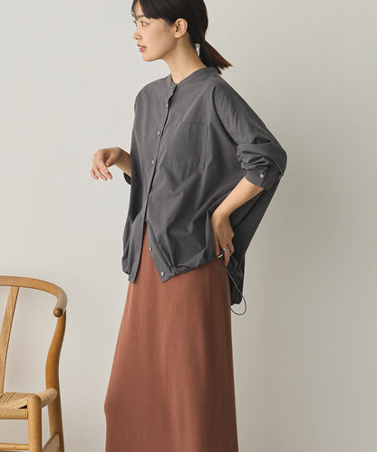 製品洗いブロード裾ドロストワイドシャツ[1325-4106]