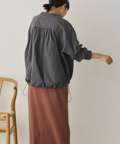 製品洗いブロード裾ドロストワイドシャツ[1325-4106]