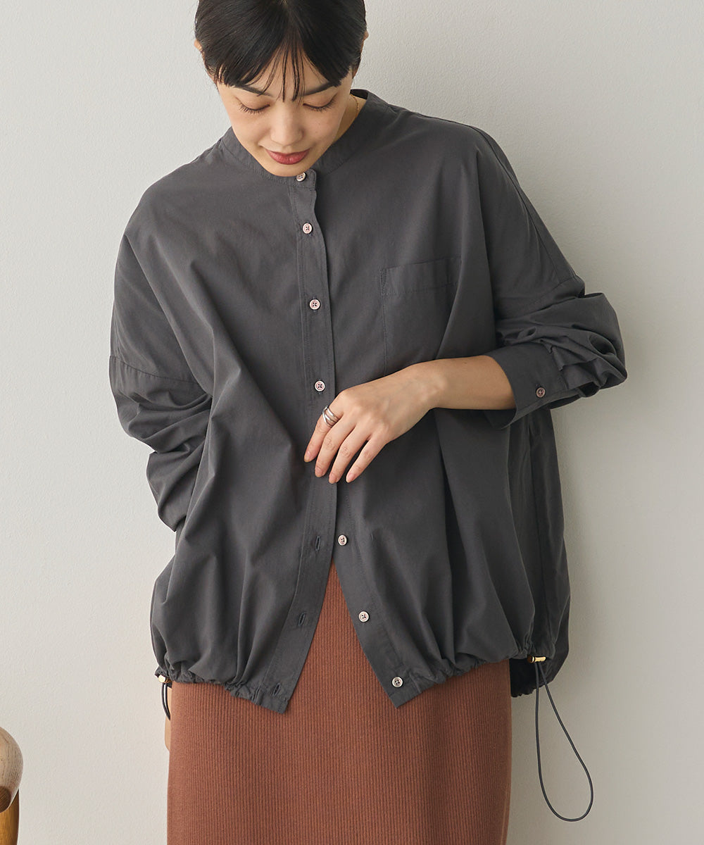 製品洗いブロード裾ドロストワイドシャツ[1325-4106]