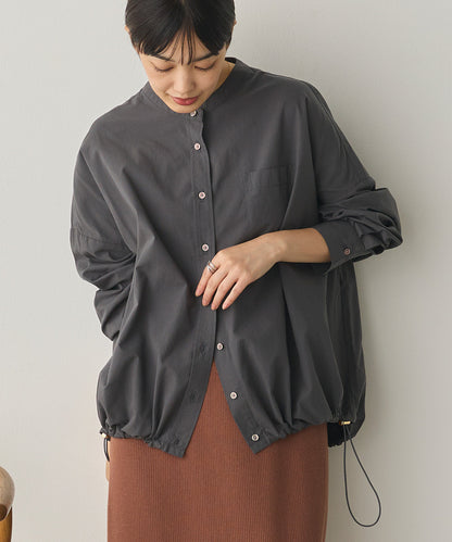 製品洗いブロード裾ドロストワイドシャツ[1325-4106]