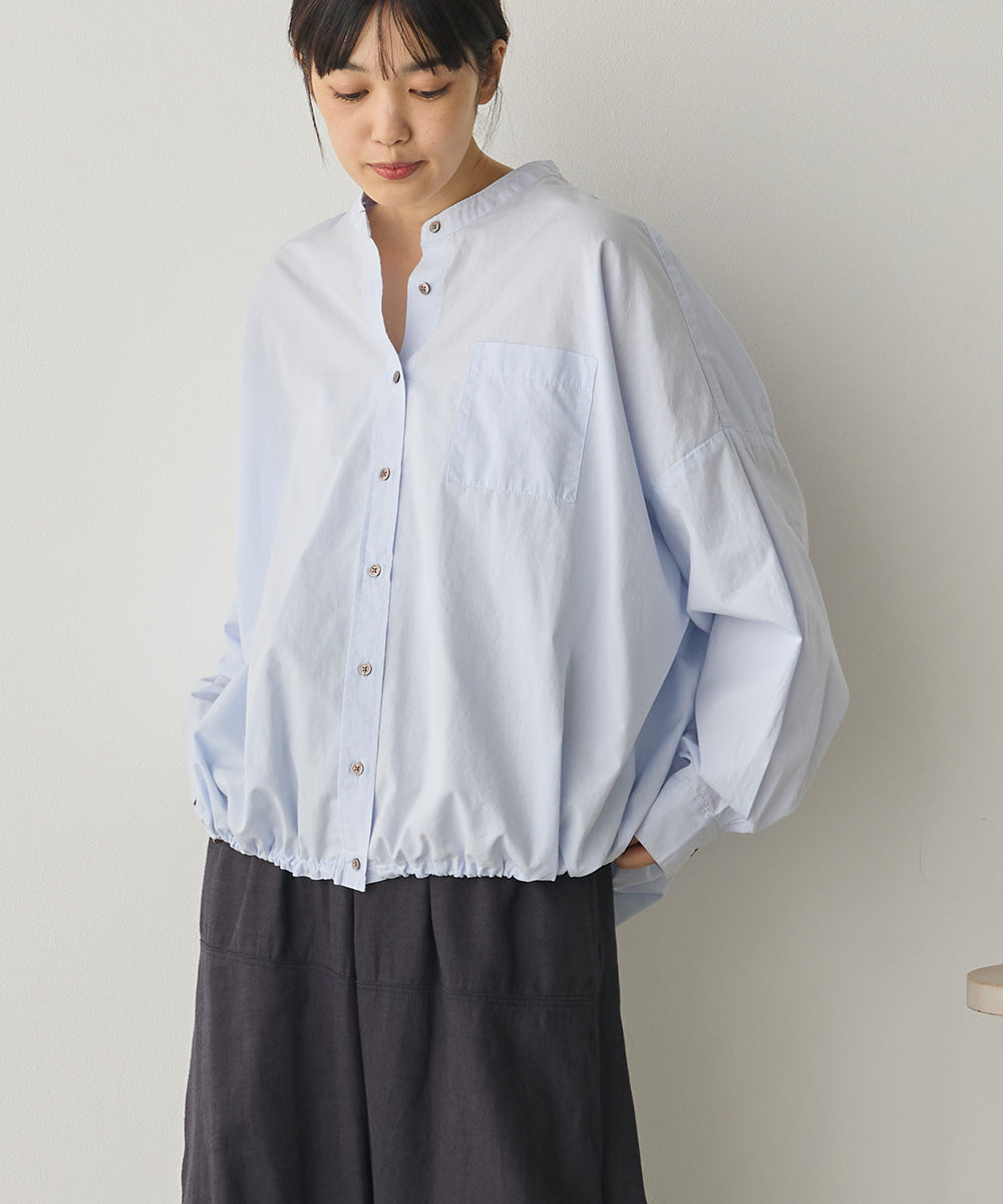 製品洗いブロード裾ドロストワイドシャツ[1325-4106]
