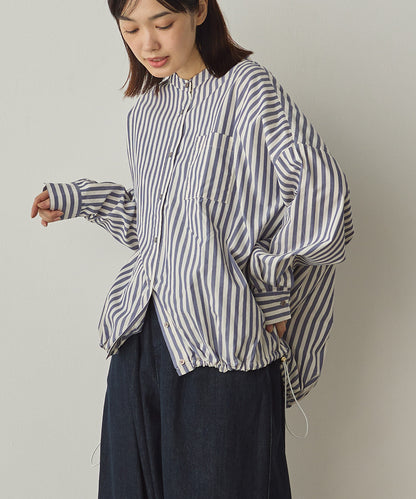 製品洗いブロード裾ドロストワイドシャツ[1325-4106]