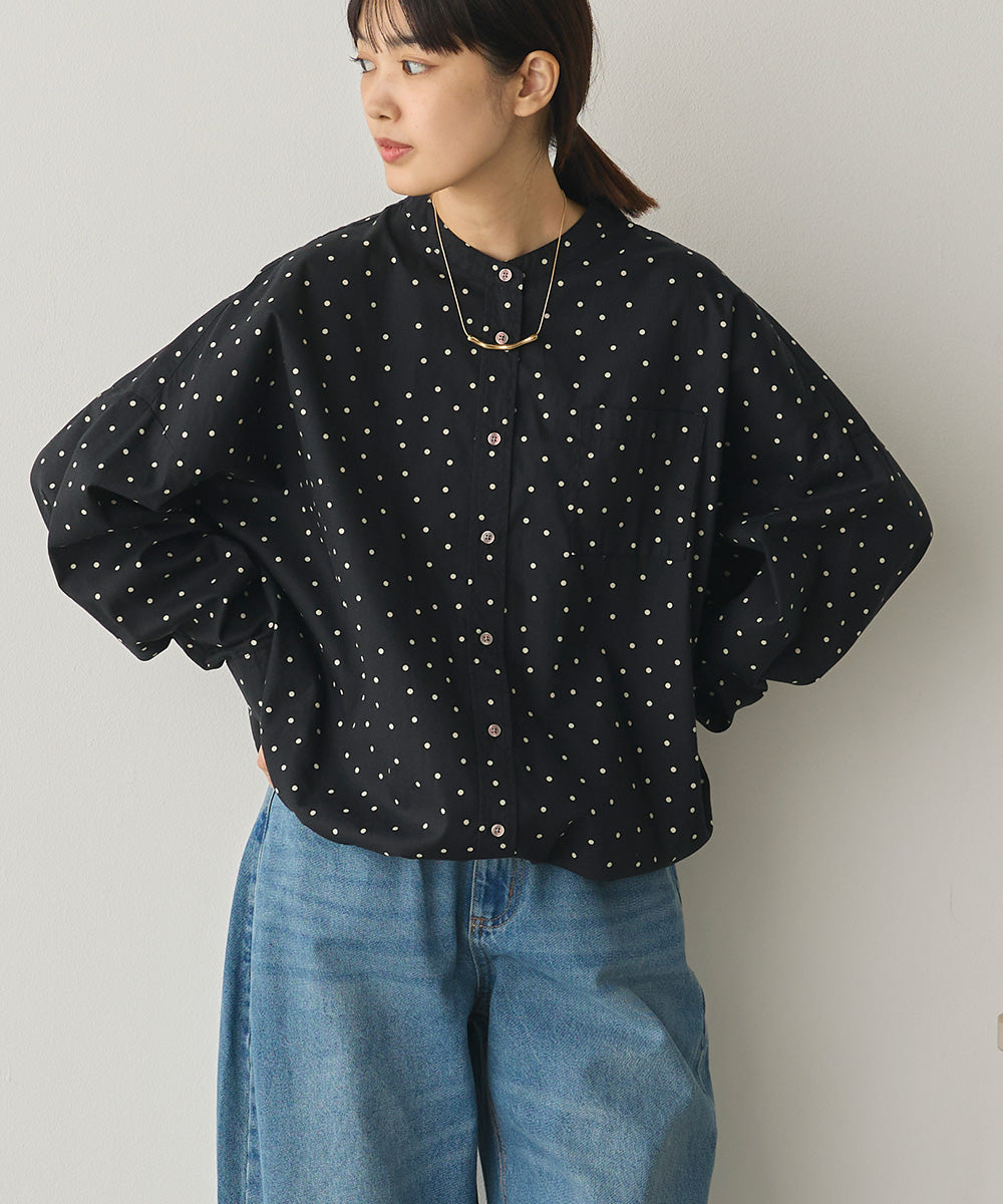 製品洗いブロード裾ドロストワイドシャツ[1325-4106]