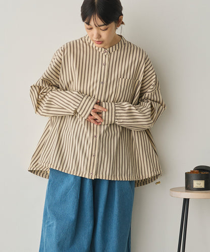 製品洗いブロード裾ドロストワイドシャツ[1325-4106]