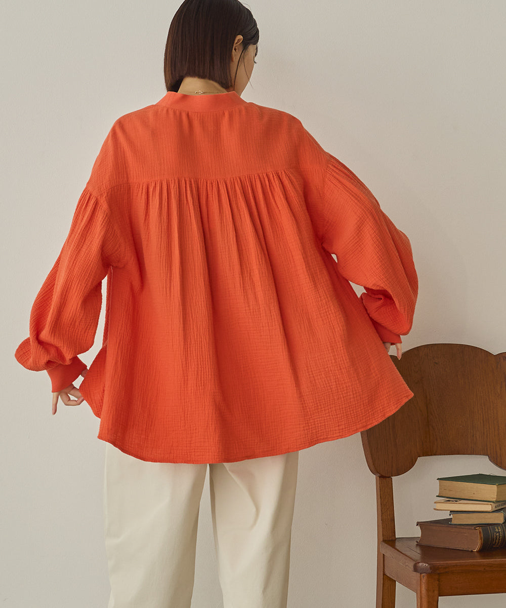 ダブルガーゼ製品洗い裾フレアカーディガン[1325-4108]