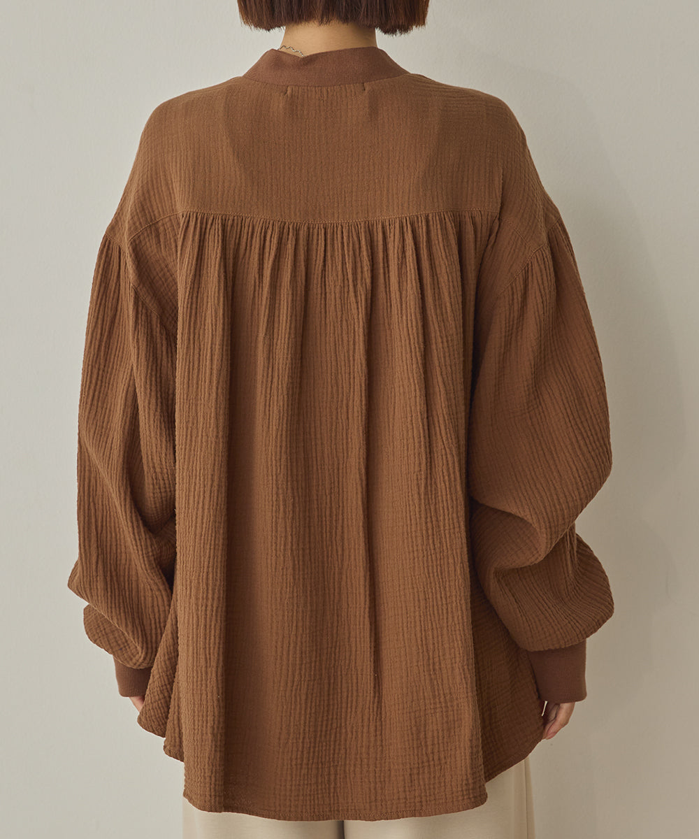 ダブルガーゼ製品洗い裾フレアカーディガン[1325-4108]