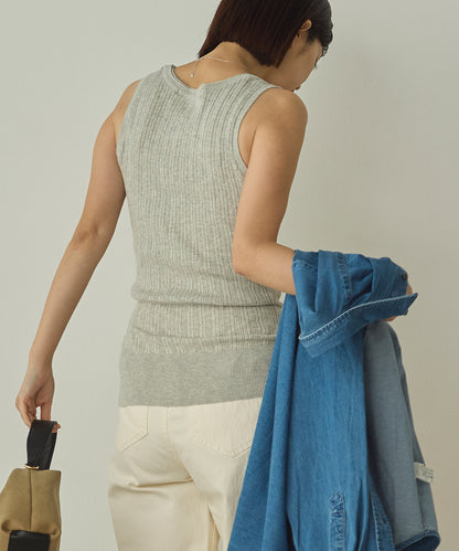 ふんわりコットンランダムリブタンクトップ[1325-5101]