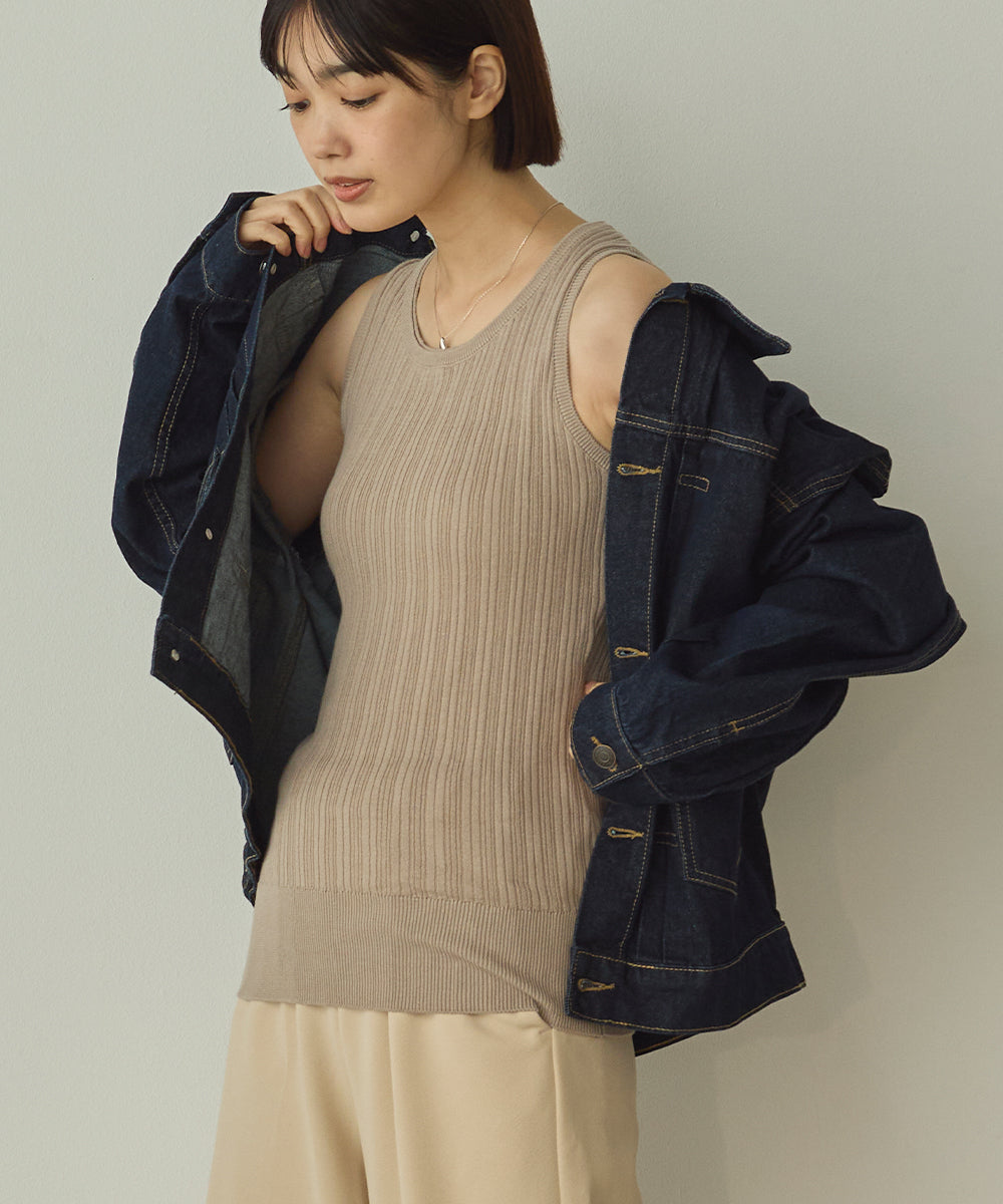 ふんわりコットンランダムリブタンクトップ[1325-5101]