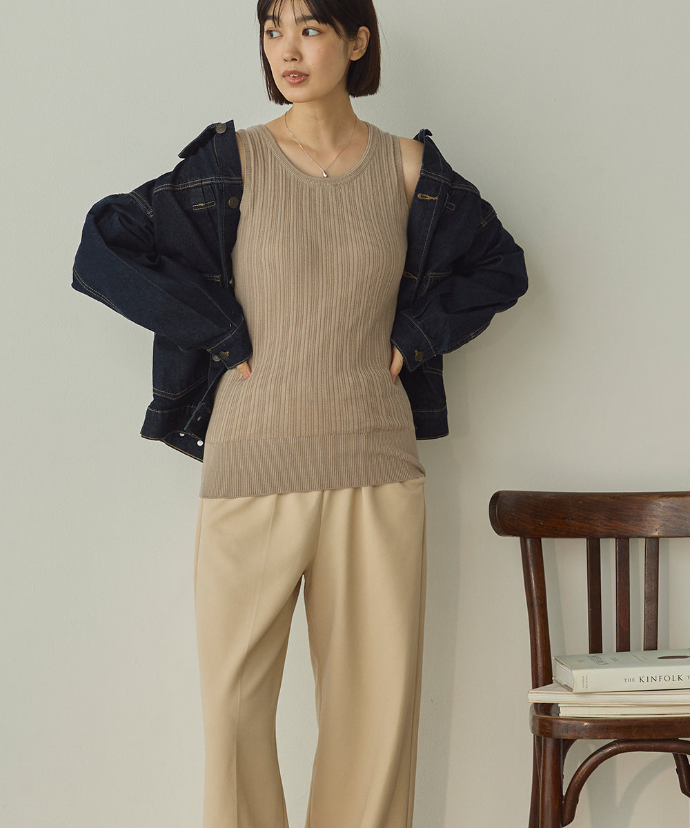 ふんわりコットンランダムリブタンクトップ[1325-5101]