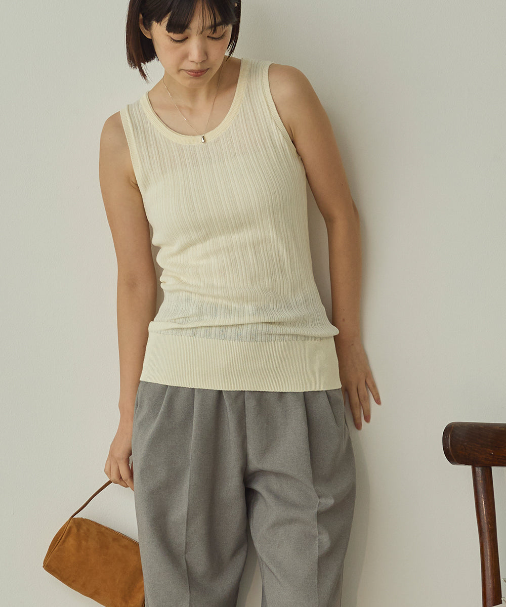 ふんわりコットンランダムリブタンクトップ[1325-5101]