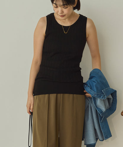 ふんわりコットンランダムリブタンクトップ[1325-5101]