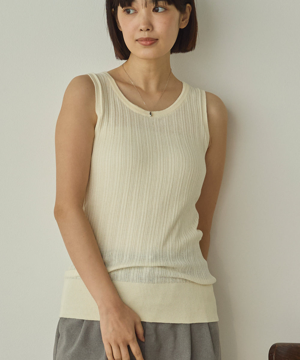 ふんわりコットンランダムリブタンクトップ[1325-5101]