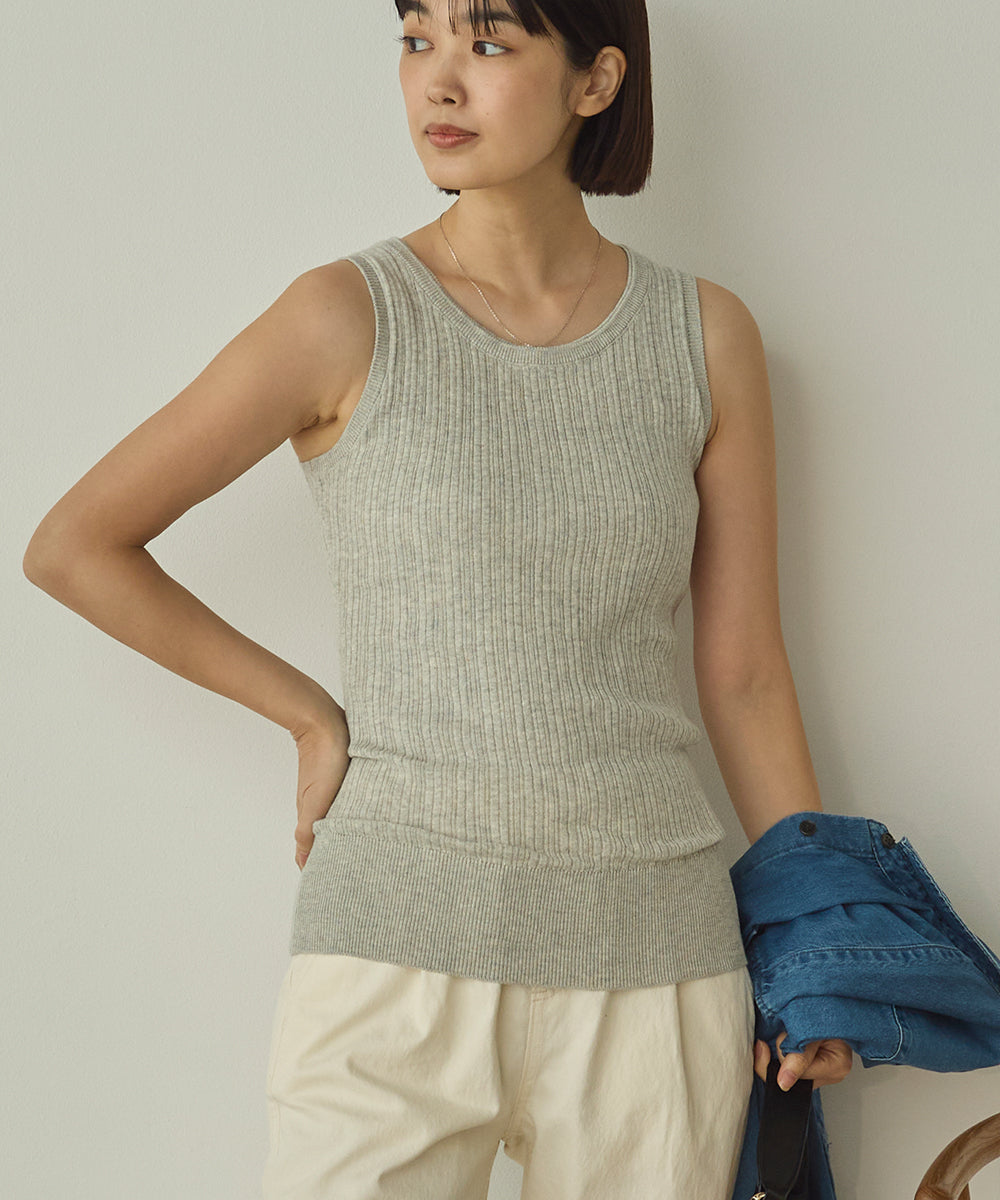 ふんわりコットンランダムリブタンクトップ[1325-5101]
