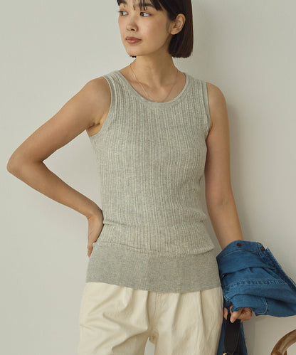 ふんわりコットンランダムリブタンクトップ[1325-5101]