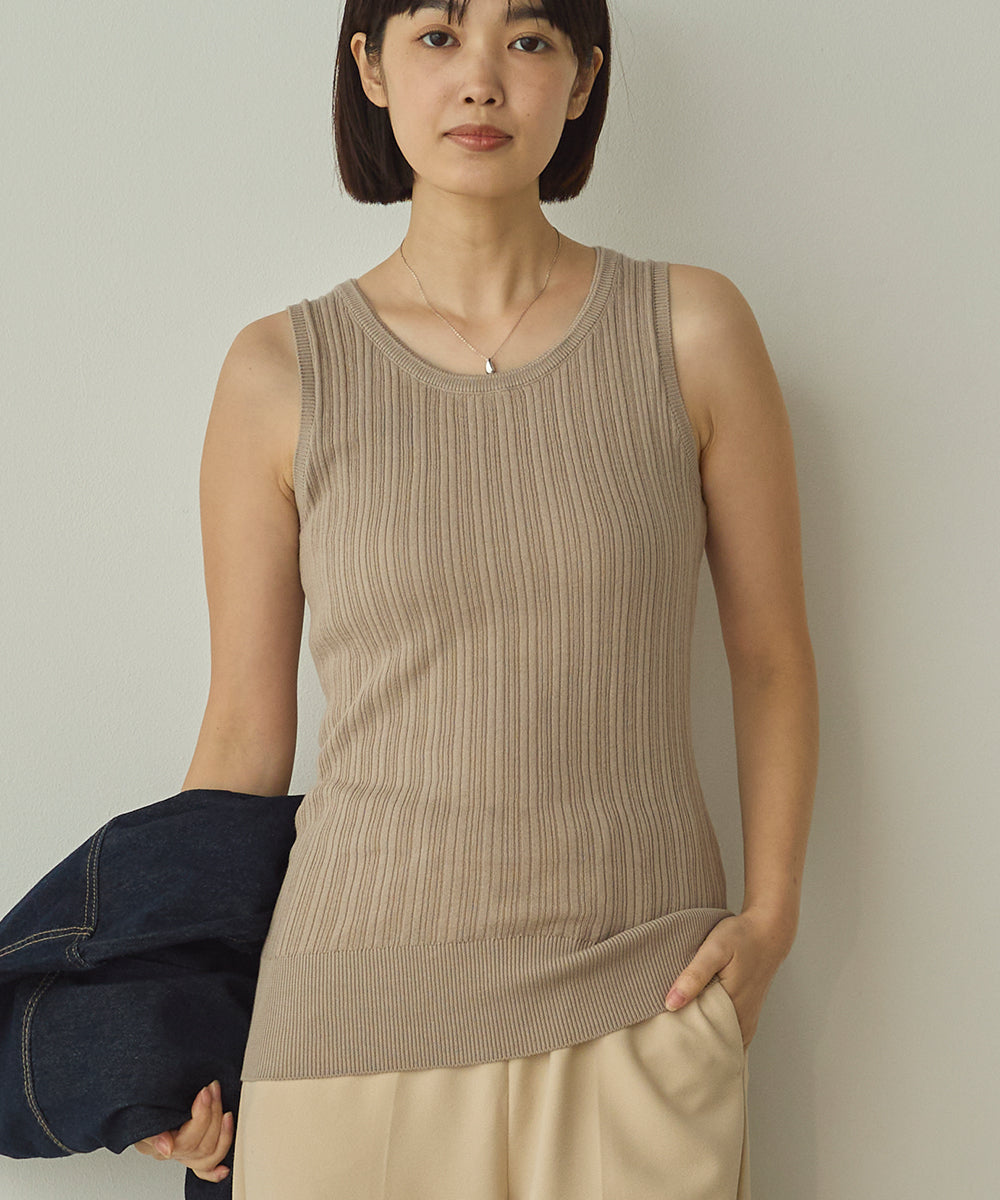 ふんわりコットンランダムリブタンクトップ[1325-5101]