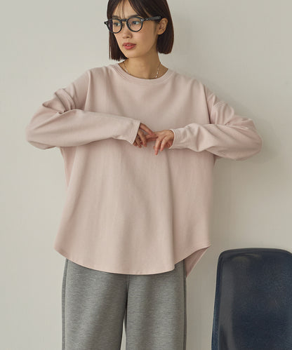 リップルダブルフェイス裾ラウンド長袖Tシャツ[1325-6141]