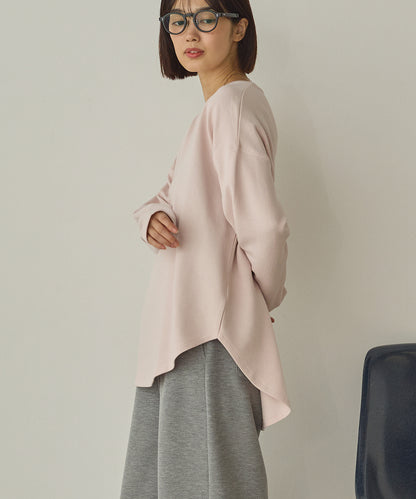 リップルダブルフェイス裾ラウンド長袖Tシャツ[1325-6141]