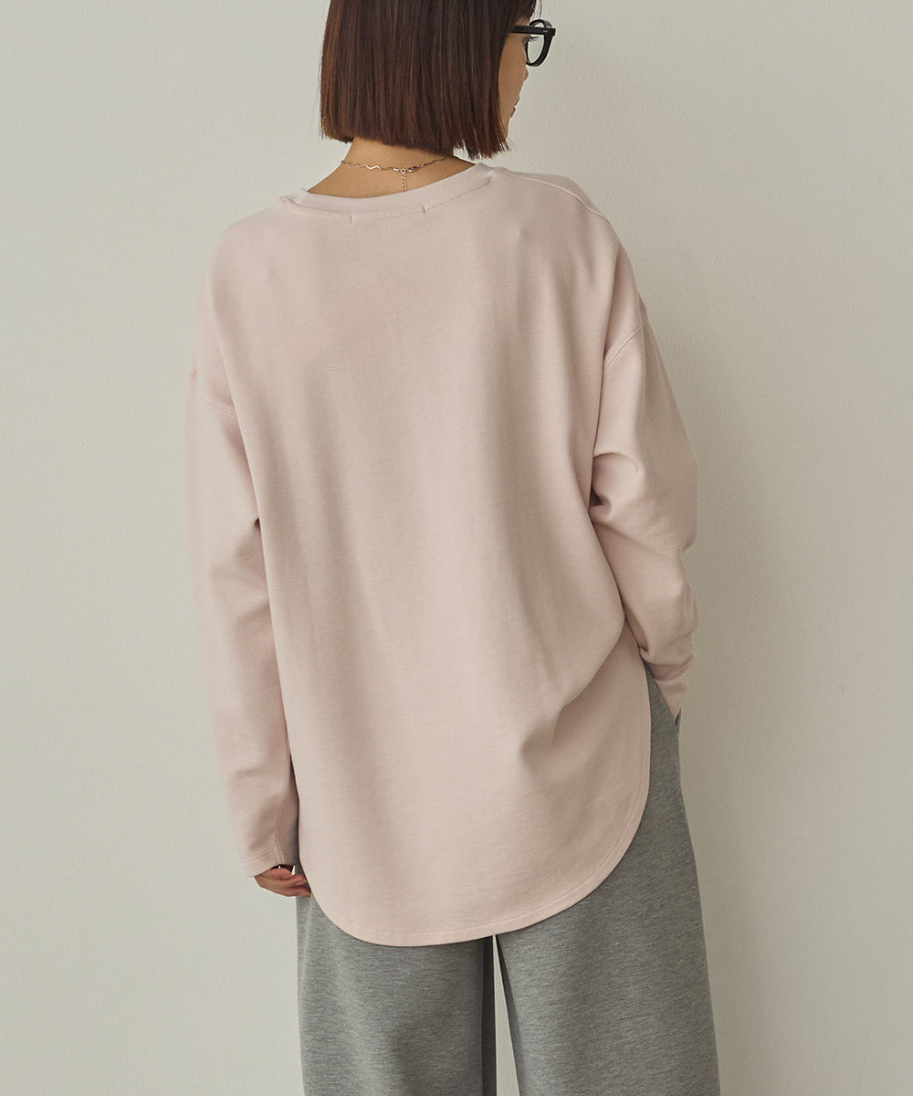 リップルダブルフェイス裾ラウンド長袖Tシャツ[1325-6141]