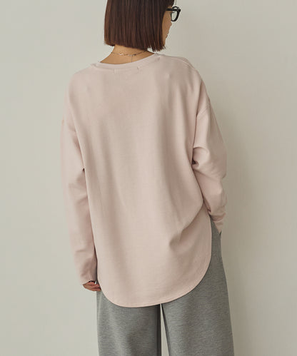 リップルダブルフェイス裾ラウンド長袖Tシャツ[1325-6141]