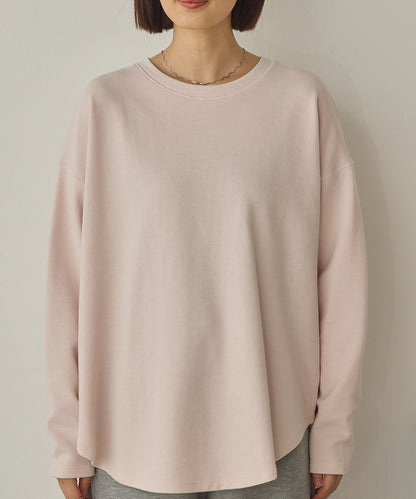 リップルダブルフェイス裾ラウンド長袖Tシャツ[1325-6141]