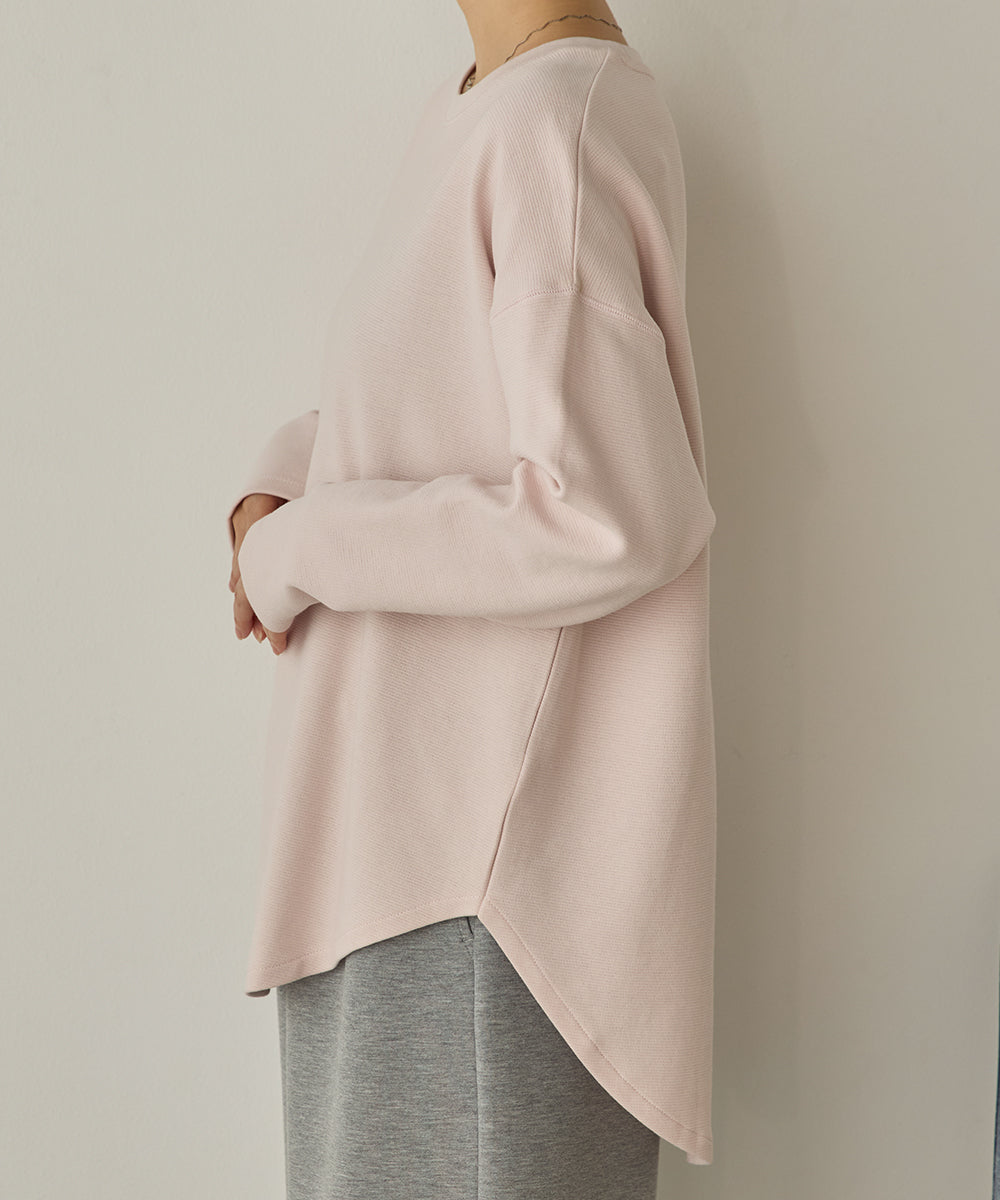 リップルダブルフェイス裾ラウンド長袖Tシャツ[1325-6141]