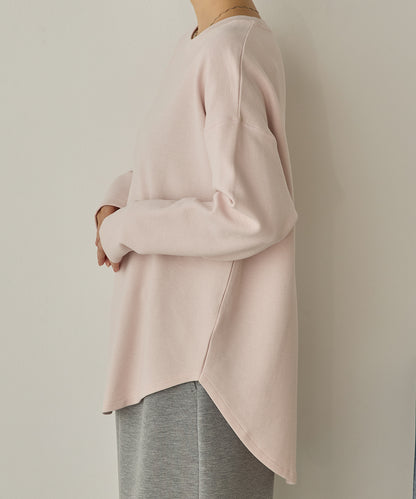 リップルダブルフェイス裾ラウンド長袖Tシャツ[1325-6141]