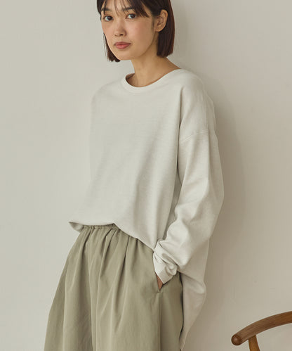 リップルダブルフェイス裾ラウンド長袖Tシャツ[1325-6141]
