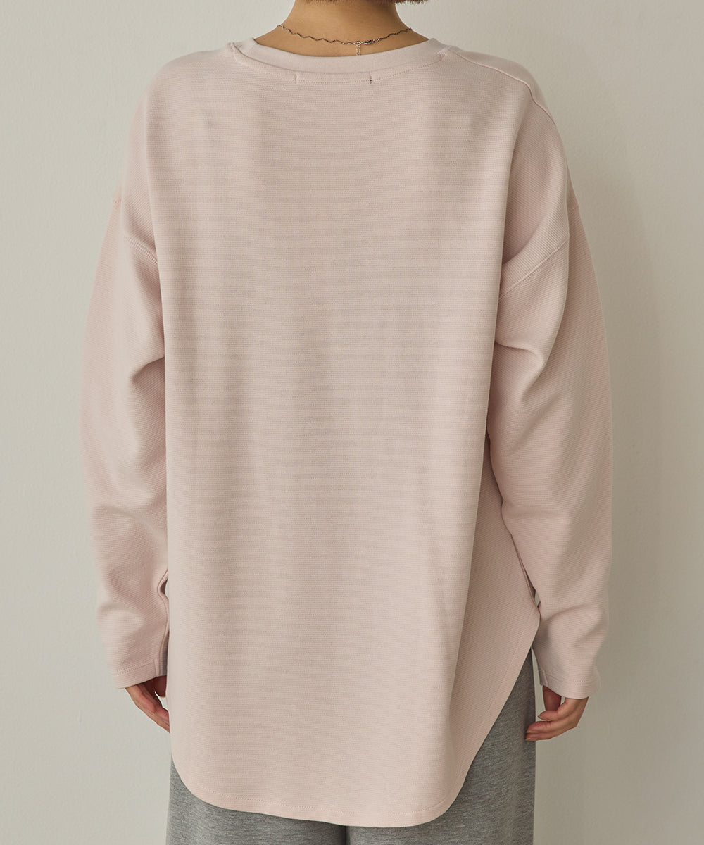 リップルダブルフェイス裾ラウンド長袖Tシャツ[1325-6141]