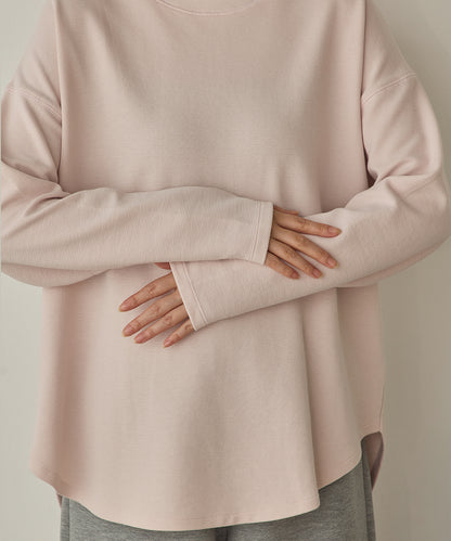 リップルダブルフェイス裾ラウンド長袖Tシャツ[1325-6141]