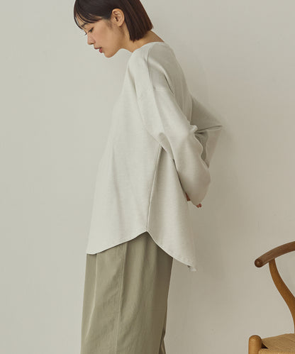 リップルダブルフェイス裾ラウンド長袖Tシャツ[1325-6141]