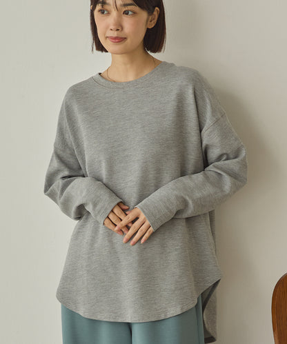 リップルダブルフェイス裾ラウンド長袖Tシャツ[1325-6141]
