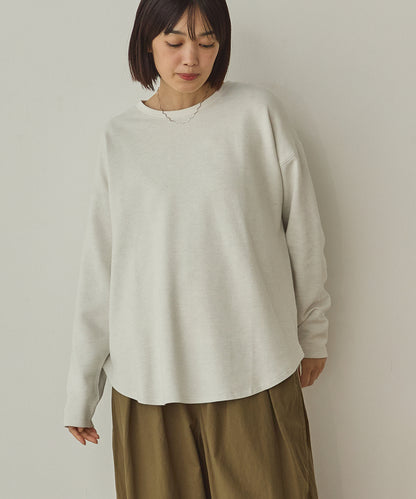 リップルダブルフェイス裾ラウンド長袖Tシャツ[1325-6141]