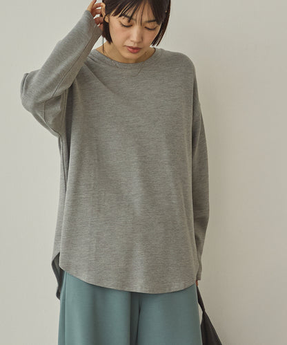 リップルダブルフェイス裾ラウンド長袖Tシャツ[1325-6141]