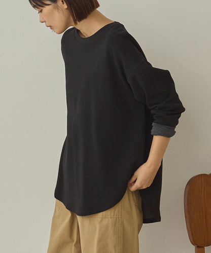 リップルダブルフェイス裾ラウンド長袖Tシャツ[1325-6141]