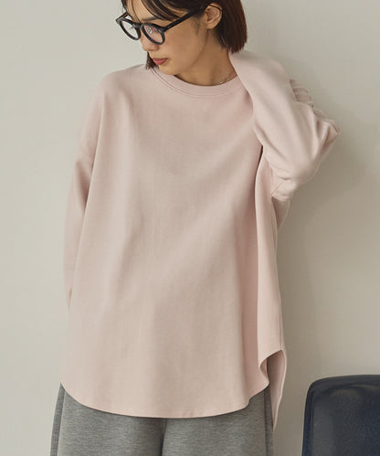 リップルダブルフェイス裾ラウンド長袖Tシャツ[1325-6141]