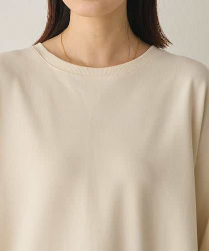 ストレッチカットジョーゼットバッグスリット裾ラウンドプルオーバー[1325-6149]