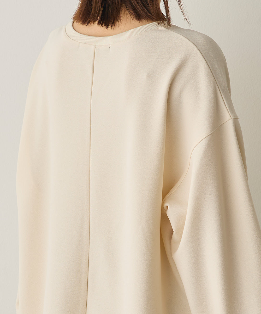 ストレッチカットジョーゼットバッグスリット裾ラウンドプルオーバー[1325-6149]